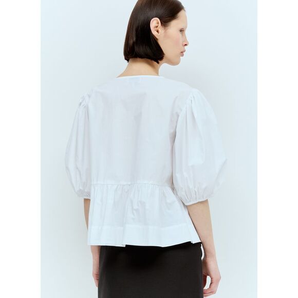 Ganni Women Cotton Poplin Peplum Blouse